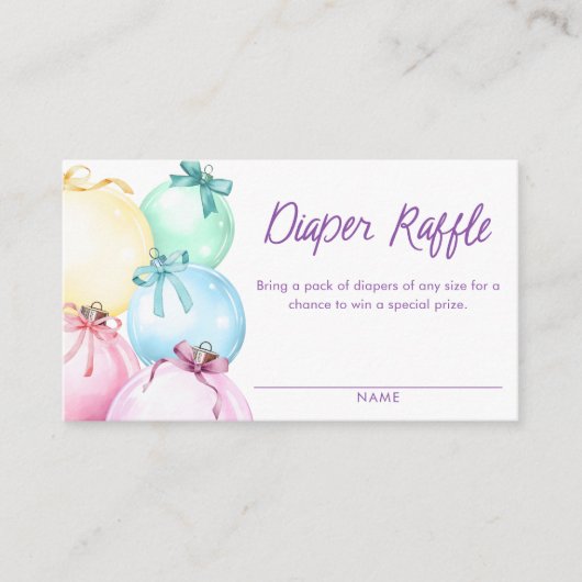 ガールウィンタークリスマスおむつラッフルチケット エンクロージャーカード (正面)