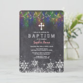 ガールウィンターストリングライトスノーフレークチョークバプテスマ 招待状 (スタンド正面)