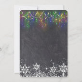 ガールウィンターストリングライトスノーフレークチョークバプテスマ 招待状 (裏面)