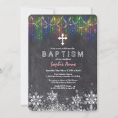 ガールウィンターストリングライトスノーフレークチョークバプテスマ 招待状 (正面)