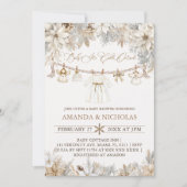 ガールウィンターベビーベビーシャワー外は寒い 招待状 (正面)