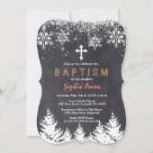 ガールウィンターホリデースノーフレークスシャルボードバプテスマ 招待状 (正面)
