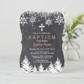 ガールウィンターホリデースノーフレークスシャルボードバプテスマ 招待状 (スタンド正面)