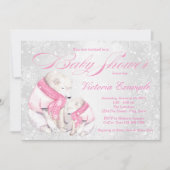 ガールウィンターワンダーランドベビーベイビーシャワー招待状 招待状 (正面)