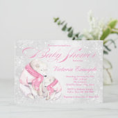 ガールウィンターワンダーランドベビーベイビーシャワー招待状 招待状 (スタンド正面)
