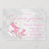 ガールウィンターワンダーランドベビーベイビーシャワー招待状 招待状 (正面/裏面)