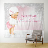 ガールウィンターワンダーランド赤ちゃんシャワー背景 タペストリー (インサイチュ(横))