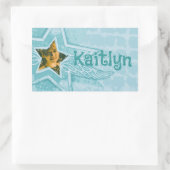 ガールウイング10代のアクアティール（緑がかった色）ブルーid写真名 長方形シール (バッグ)