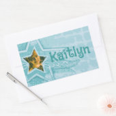 ガールウイング10代のアクアティール（緑がかった色）ブルーid写真名 長方形シール (封筒)