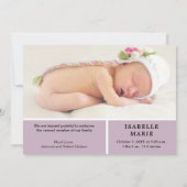 ガールウェルカムスウィートベビーフォトコラージュ誕生 案内状 (裏面)