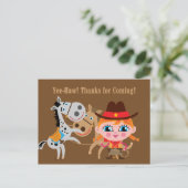 ガールウエスタンワイルドウエスト誕生日サンキューハガキ ポストカード (スタンド正面)