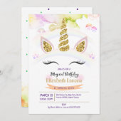 ガールウォーカラフルターカラーマジカルバースデーパーティー 招待状 (正面/裏面)