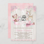 ガールウォーターの色ウッドランド動物のフローラ赤ちゃんシャワー 招待状