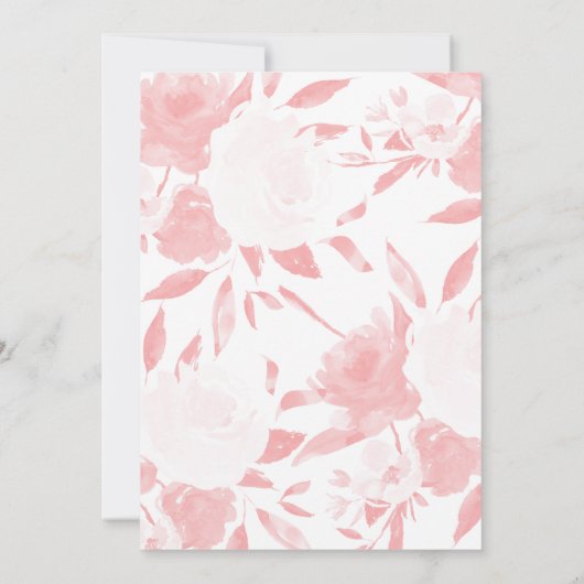 ガールウォーターカラーピンクファースト誕生日招待状 招待状 (裏面)