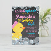 ガールウォーターカラーラバーダックシャルボード誕生日 招待状 (スタンド正面)