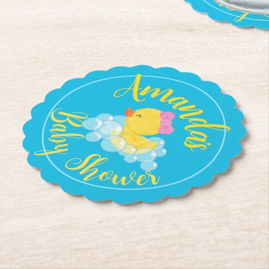 ガールウォーターカラーラバーダックパーティー紙コースター ペーパーコースター (アングル)