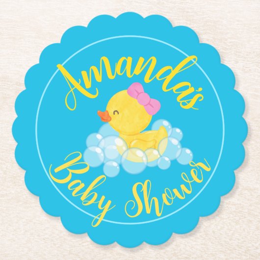 ガールウォーターカラーラバーダックパーティー紙コースター ペーパーコースター (正面)