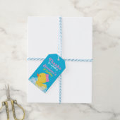 ガールウォーターカラーラバーダック誕生日メッセージカード ギフトタグ (より糸付き)