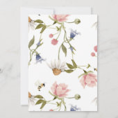 ガールウォーターカラーワイルドフラワー誕生日招待状 招待状 (裏面)