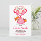 ガールウォーターキツネベビーシャワー招待状 招待状 (スタンド正面)