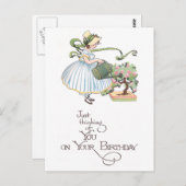 ガールウォーターリングボンサイヴィンテージ誕生日 ポストカード (正面/裏面)