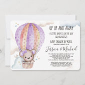 ガールウォーター色テディベア |メールによるベビーシャワー 招待状 (正面)