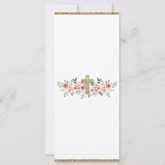 ガールウォーター色フローラクロスゴッドペアレント 招待状 (裏面)