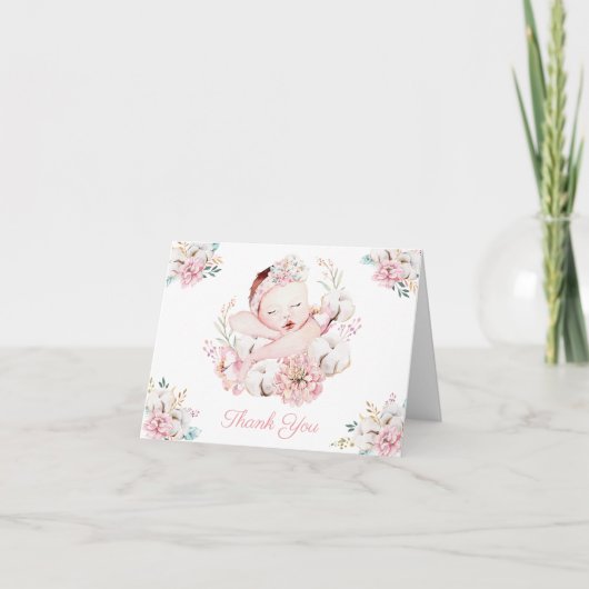 ガールウォーター色ベビーサンキューカード サンキューカード (正面)
