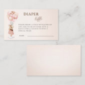 ガールウォーター色ベビーシャバルーンおむつラッフル エンクロージャーカード (正面/裏面)