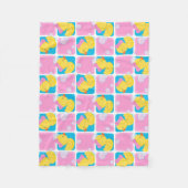 ガールウォーター色ラバーダックチェッカースモール フリースブランケット (正面)