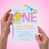 ガールウォーター色ラバーダック1st誕生日パーティー 招待状