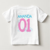 ガールウォーター色ラバーダックONE +背中の名前 ベビーTシャツ (裏面)