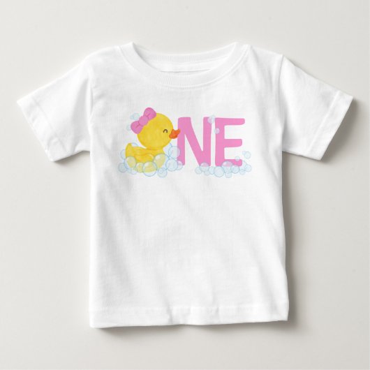 ガールウォーター色ラバーダックONE +背中の名前 ベビーTシャツ (正面)