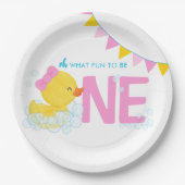 ガールウォーター色ラバーダックONE 1st誕生日 ペーパープレート (正面)