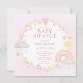 ガールウォーター色レインボーベビーsipと参照 招待状 (正面)