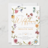 ガールウォーター色ワイルドフラワーベビーシャワー招待状 招待状 (正面)