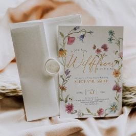 ガールウォーター色ワイルドフラワーベビーシャワー招待状 招待状