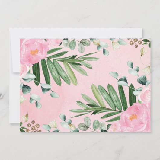 ガールウッドランドフォレストピンクフローラワイルドワン誕生日 招待状 (裏面)