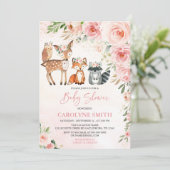 ガールウッドランドフローラベビーシャワー招待状 招待状 (スタンド正面)