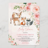 ガールウッドランドフローラベビーシャワー招待状 招待状 (正面/裏面)