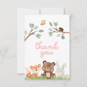 ガールウッドランドベビーシャワーサンキューカード サンキューカード (正面)