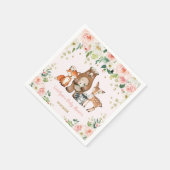 ガールウッドランドベビーシャワーフォレストアニマルズ誕生日 スタンダードカクテルナプキン (角)