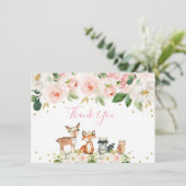 ガールウッドランドベビーシャワー赤面フローラありがとう サンキューカード (スタンド正面)