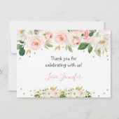 ガールウッドランドベビーシャワー赤面フローラありがとう サンキューカード (裏面)