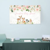 ガールウッドランドベビーシャワー赤面フローラ 横断幕 (トレードショー)