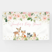 ガールウッドランドベビーシャワー赤面フローラ 横断幕 (横)