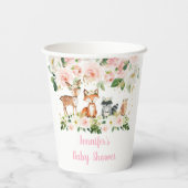 ガールウッドランドベビーシャワー赤面フローラ 紙コップ (裏面)