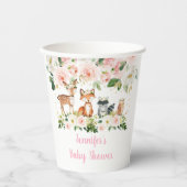 ガールウッドランドベビーシャワー赤面フローラ 紙コップ (正面)
