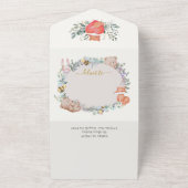 ガールウッドランド動物の水の色ボホベビーシャワー オールインワン招待状 (外側)