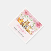 ガールウッドランド動物ピンクのフローラ赤ちゃんシャワー スタンダードカクテルナプキン (角)